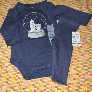 Garanimals Baby Girls Size 0-3 months Blue Bodysuit Leggings Set New NWT